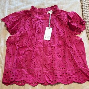 Chic Magenta Eyelet Blouse